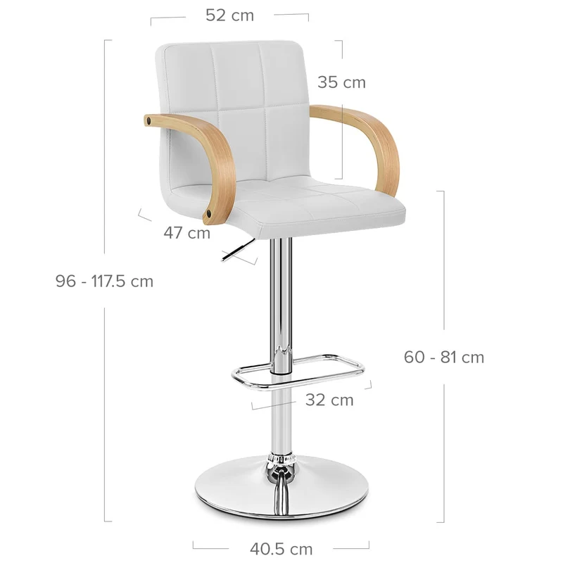 Chaise de Bar Faux Cuir Chrome - Burton Blanc
