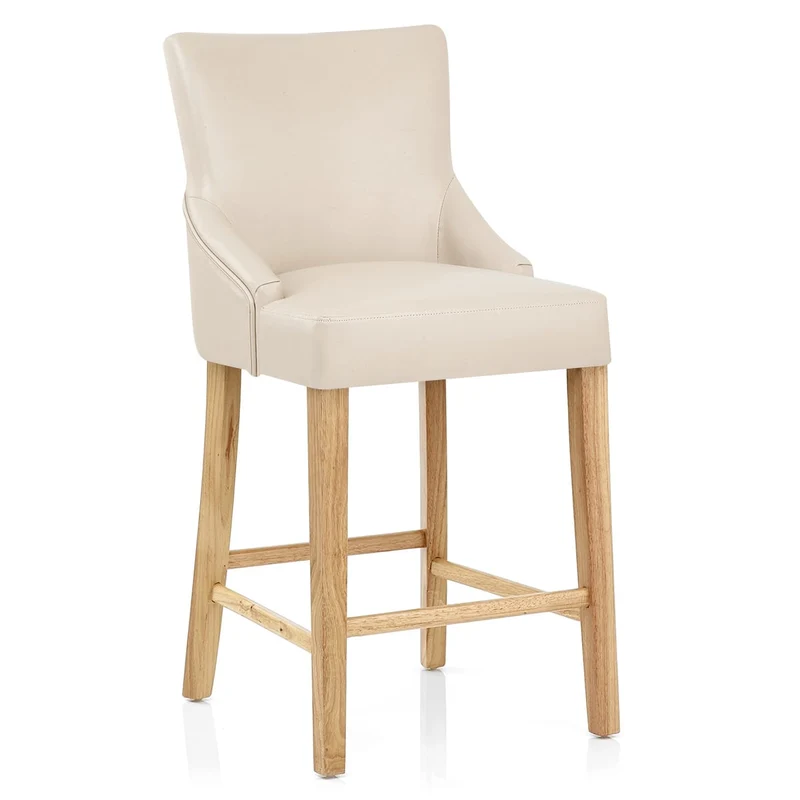 Chaise de bar Faux Cuir Bois - Magna Crème