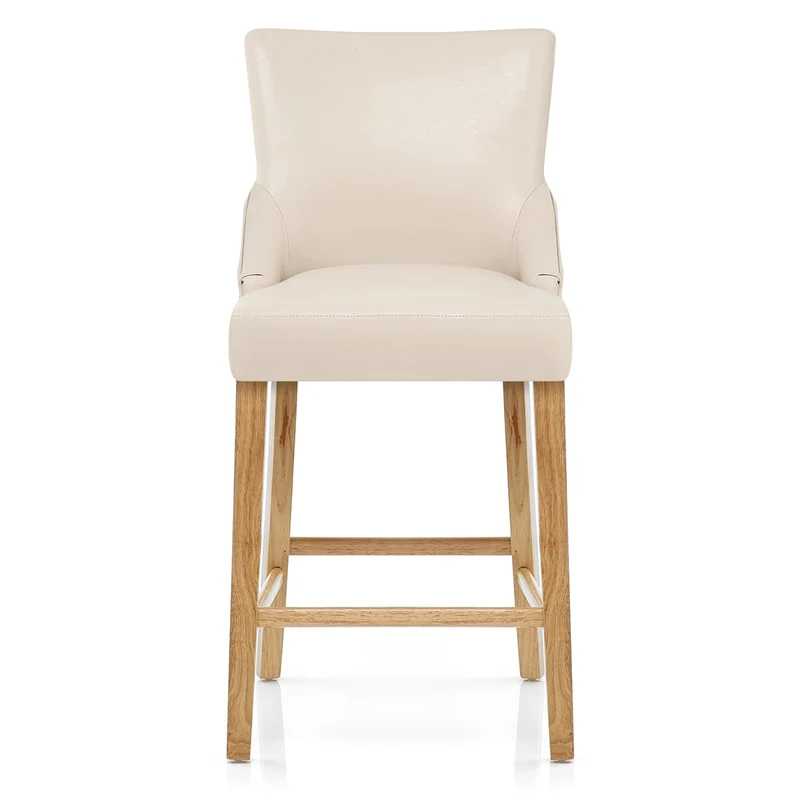 Chaise de bar Faux Cuir Bois - Magna Crème