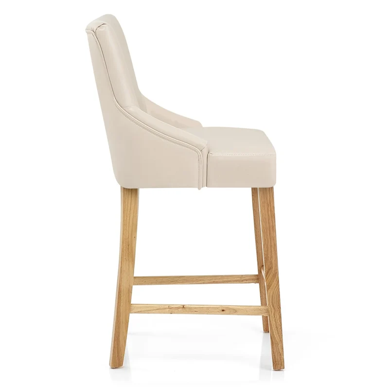 Chaise de bar Faux Cuir Bois - Magna Crème