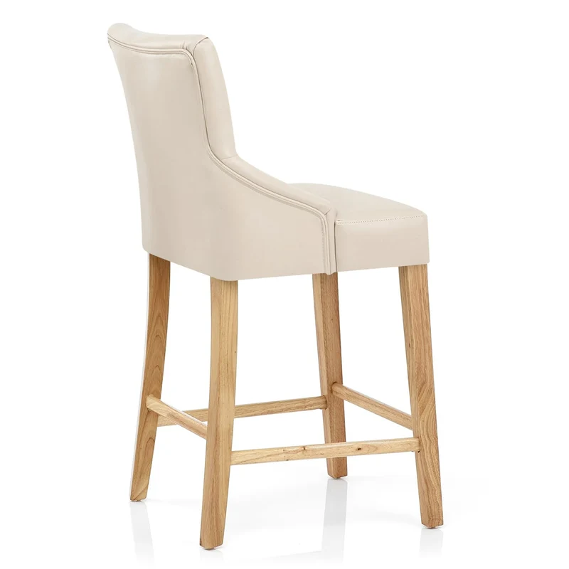 Chaise de bar Faux Cuir Bois - Magna Crème