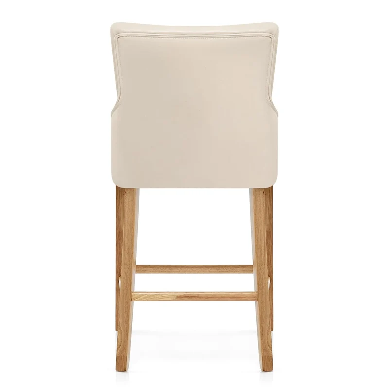 Chaise de bar Faux Cuir Bois - Magna Crème