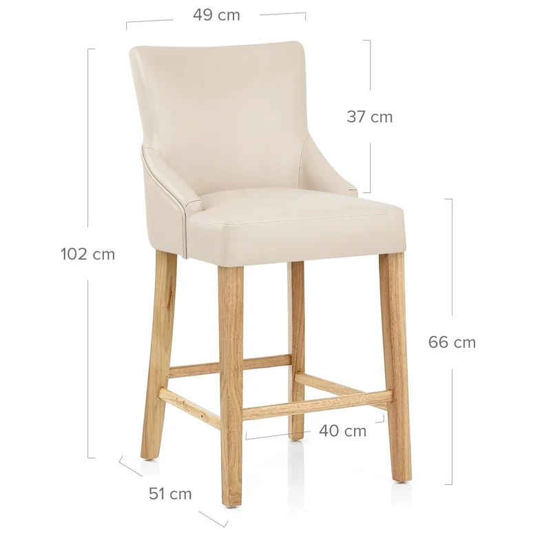Chaise de bar Faux Cuir Bois - Magna Crème