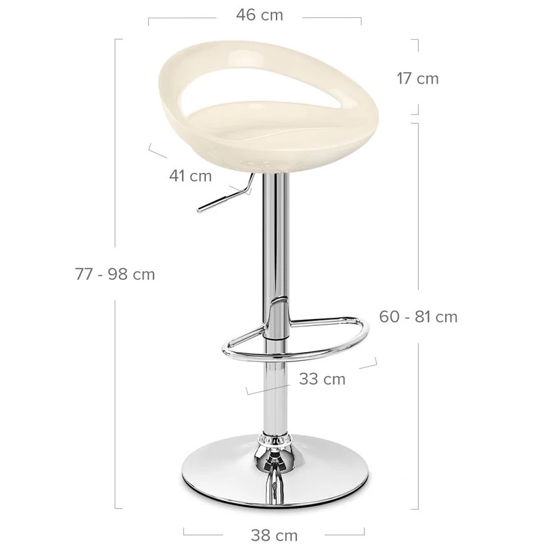 Chaise de Bar ABS Chrome - Crescent Crème
