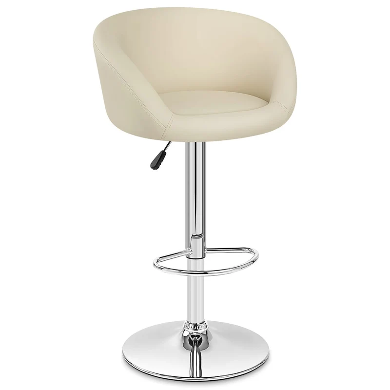 Chaise de Bar Faux Cuir Chrome - Eclipse Crème