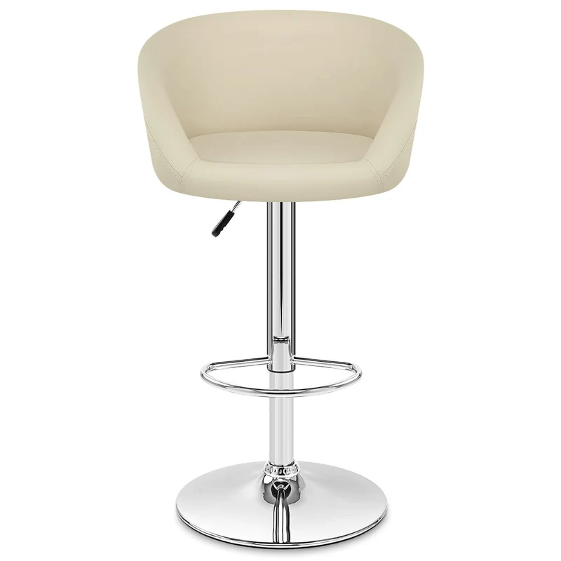 Chaise de Bar Faux Cuir Chrome - Eclipse Crème