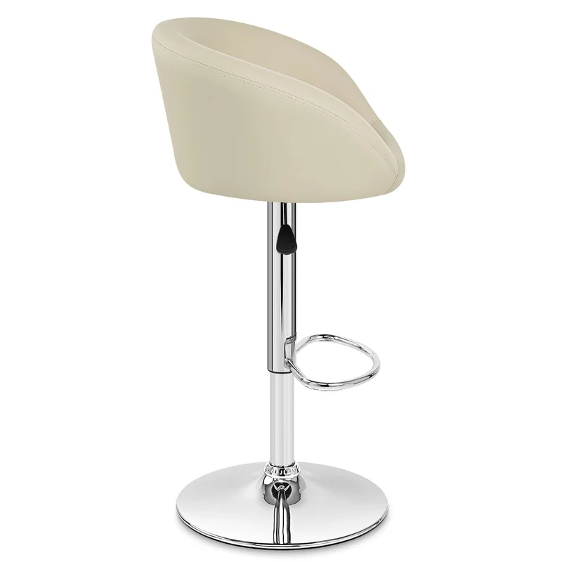 Chaise de Bar Faux Cuir Chrome - Eclipse Crème