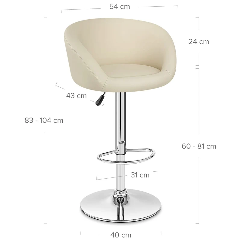Chaise de Bar Faux Cuir Chrome - Eclipse Crème