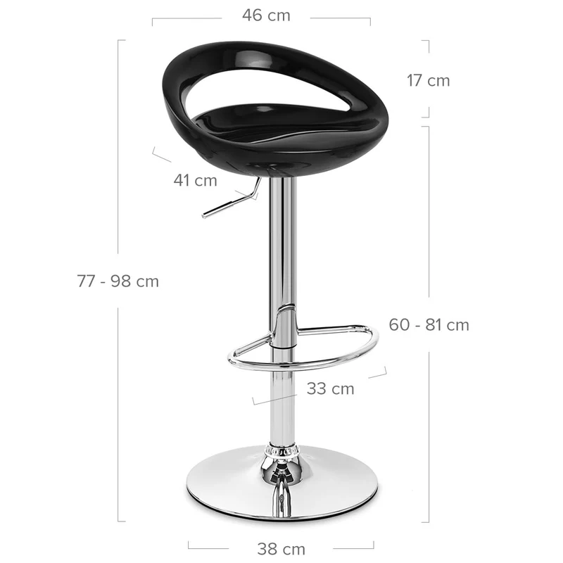 Chaise de Bar ABS Chrome - Crescent Noir