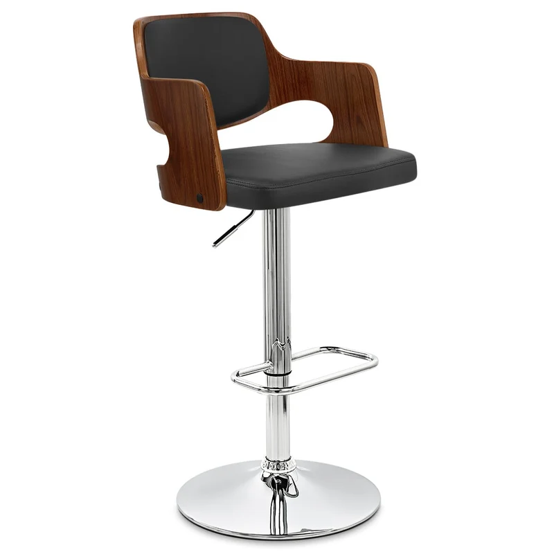 Chaise de Bar Bois Chrome - Amazon Noir