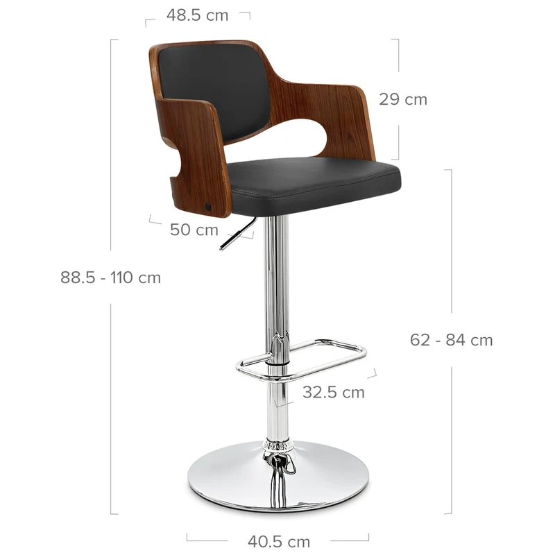 Chaise de Bar Bois Chrome - Amazon Noir