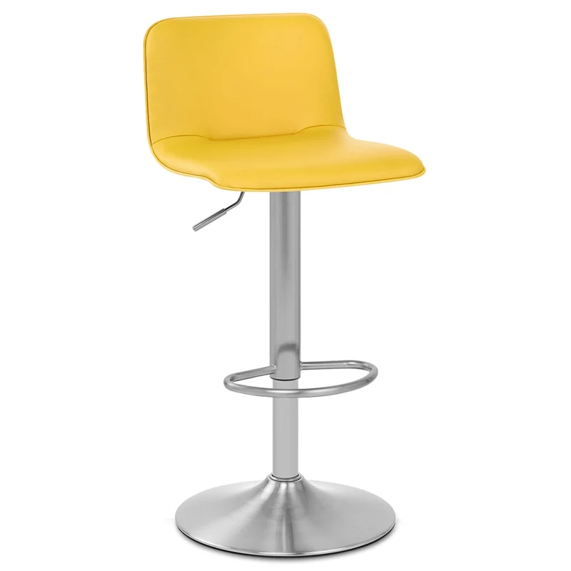 Chaise de Bar Faux Cuir Chrome Brossé - Cape Jaune
