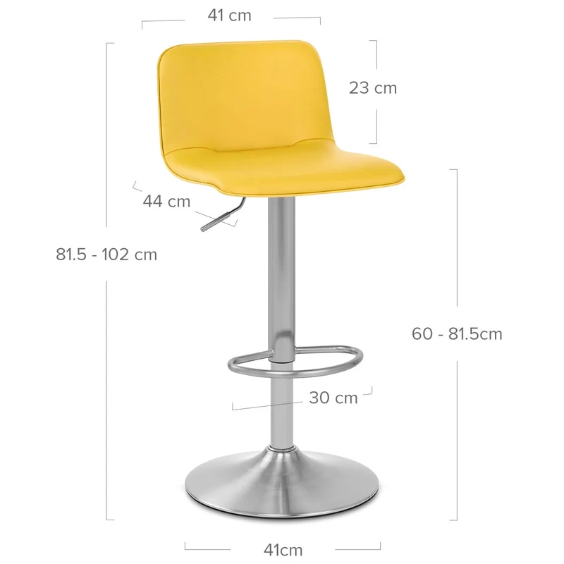 Chaise de Bar Faux Cuir Chrome Brossé - Cape Jaune