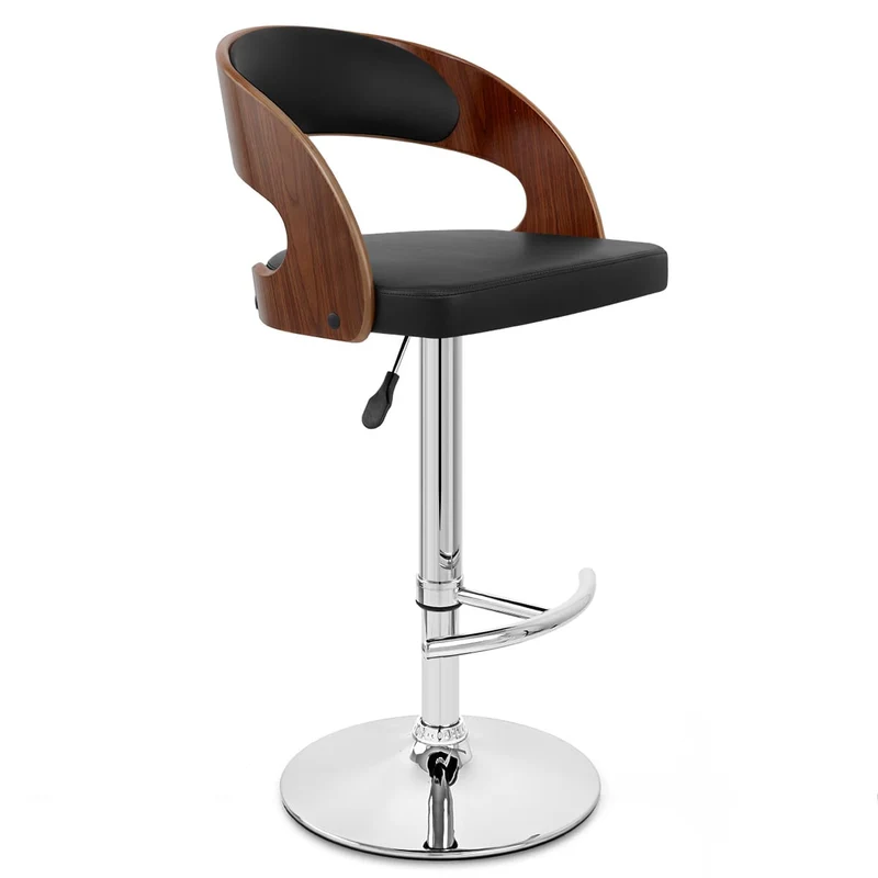 Chaise de Bar Bois Chrome - Eve Noyer Noir