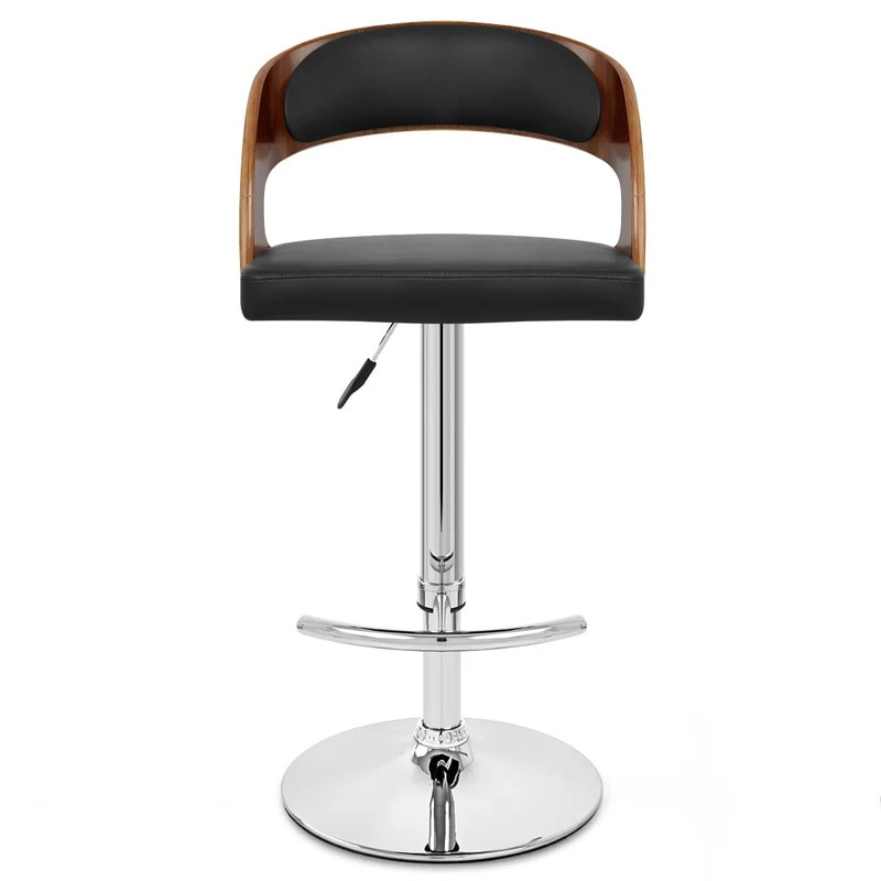 Chaise de Bar Bois Chrome - Eve Noyer Noir