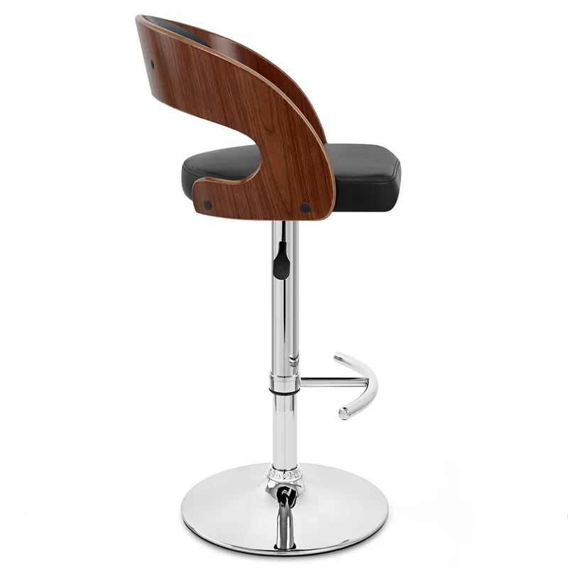 Chaise de Bar Bois Chrome - Eve Noyer Noir