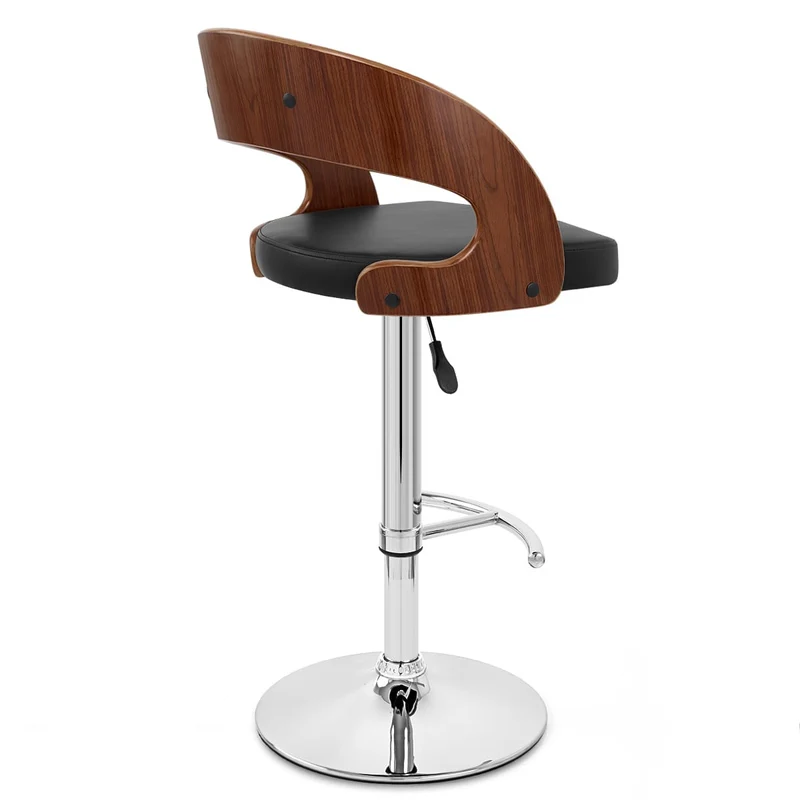 Chaise de Bar Bois Chrome - Eve Noyer Noir