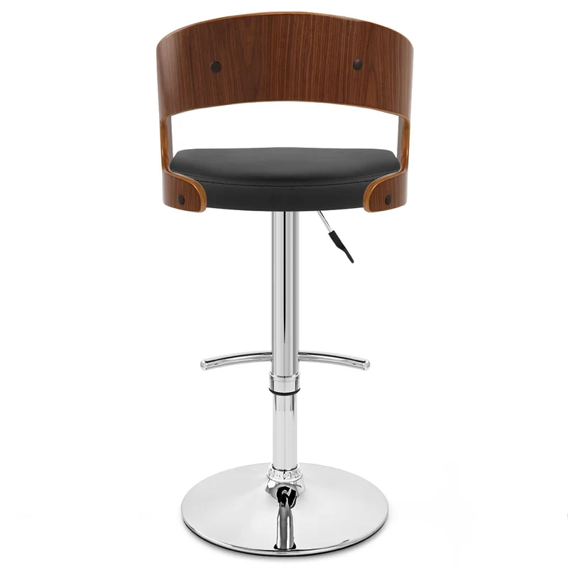 Chaise de Bar Bois Chrome - Eve Noyer Noir