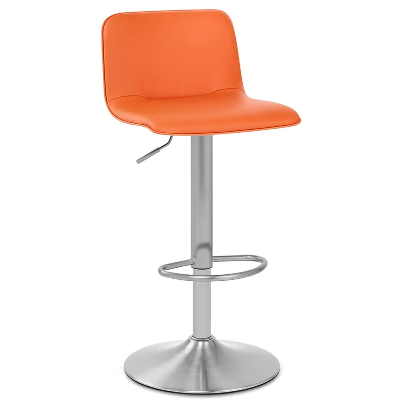 Chaise de Bar Faux Cuir Chrome Brossé - Cape Orange