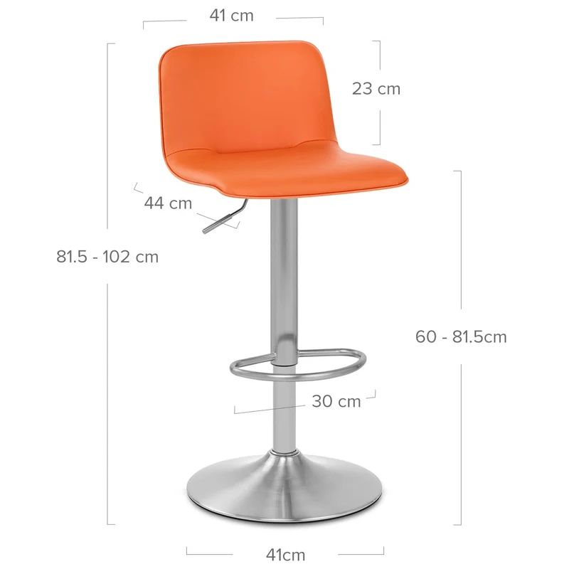 Chaise de Bar Faux Cuir Chrome Brossé - Cape Orange