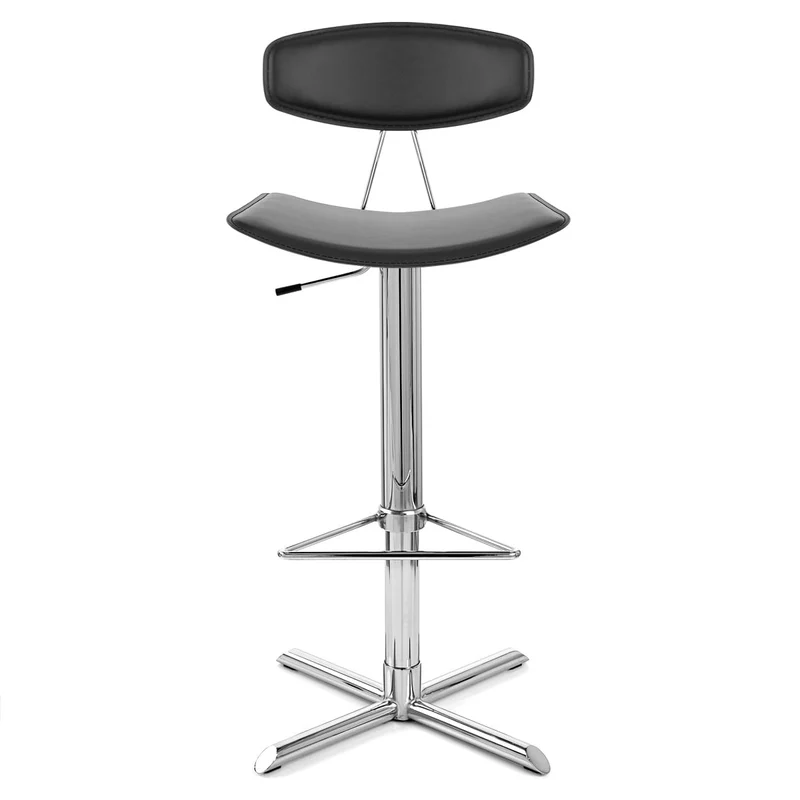Chaise de Bar Cuir Crouté Chrome - Blade - Noir Noir