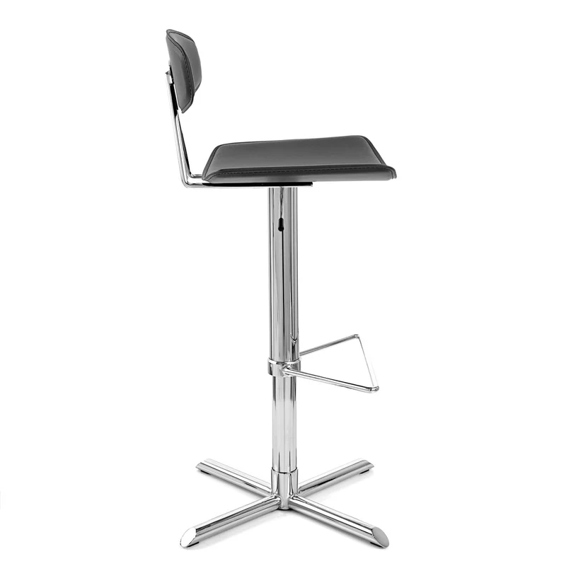 Chaise de Bar Cuir Crouté Chrome - Blade - Noir Noir