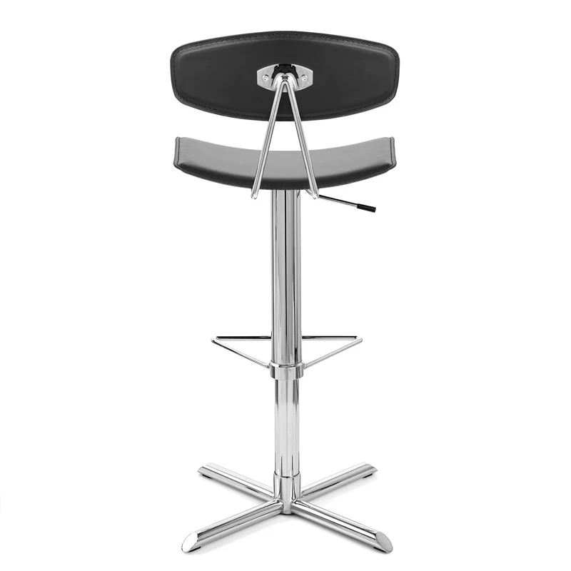 Chaise de Bar Cuir Crouté Chrome - Blade - Noir Noir