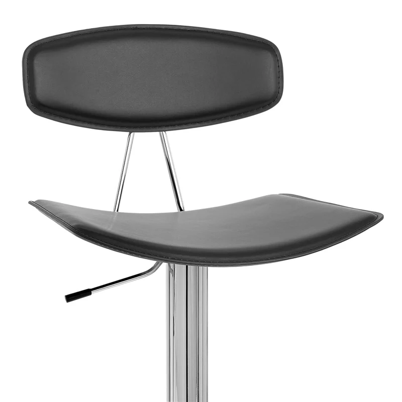 Chaise de Bar Cuir Crouté Chrome - Blade - Noir Noir
