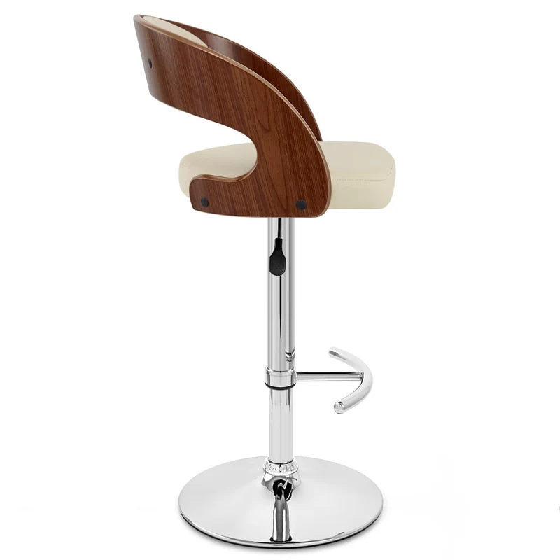 Chaise de Bar Bois Chrome - Eve Noyer Crème
