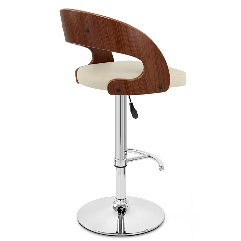 Chaise de Bar Bois Chrome - Eve Noyer Crème