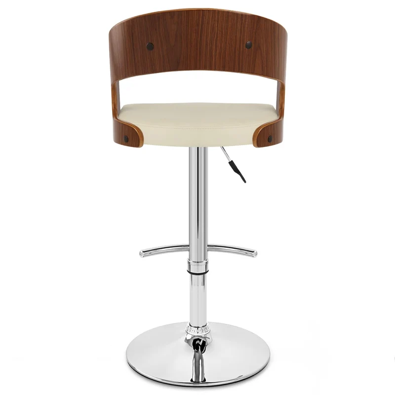 Chaise de Bar Bois Chrome - Eve Noyer Crème