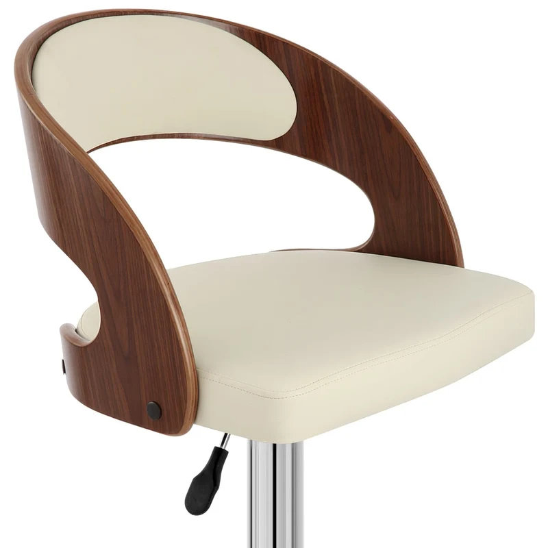 Chaise de Bar Bois Chrome - Eve Noyer Crème