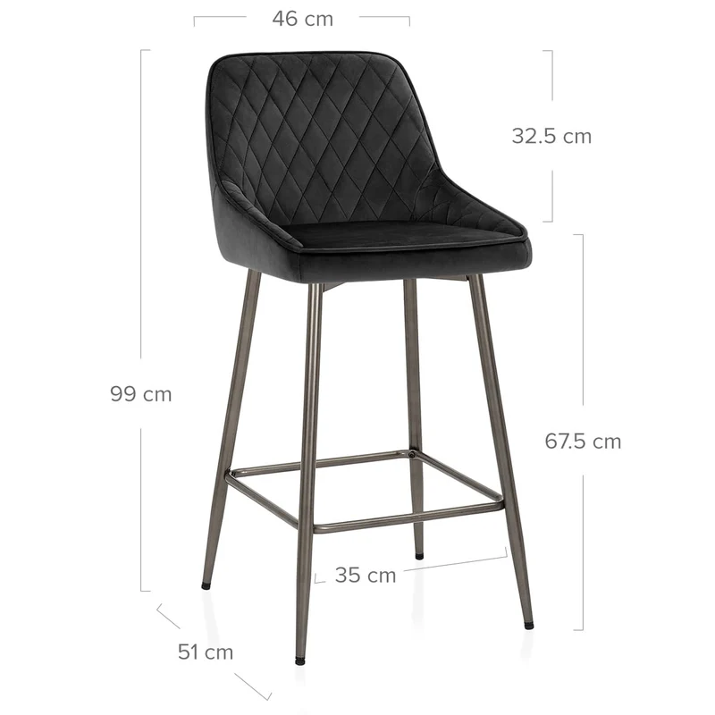 Tabouret de Bar Velours - Brisbane Noir