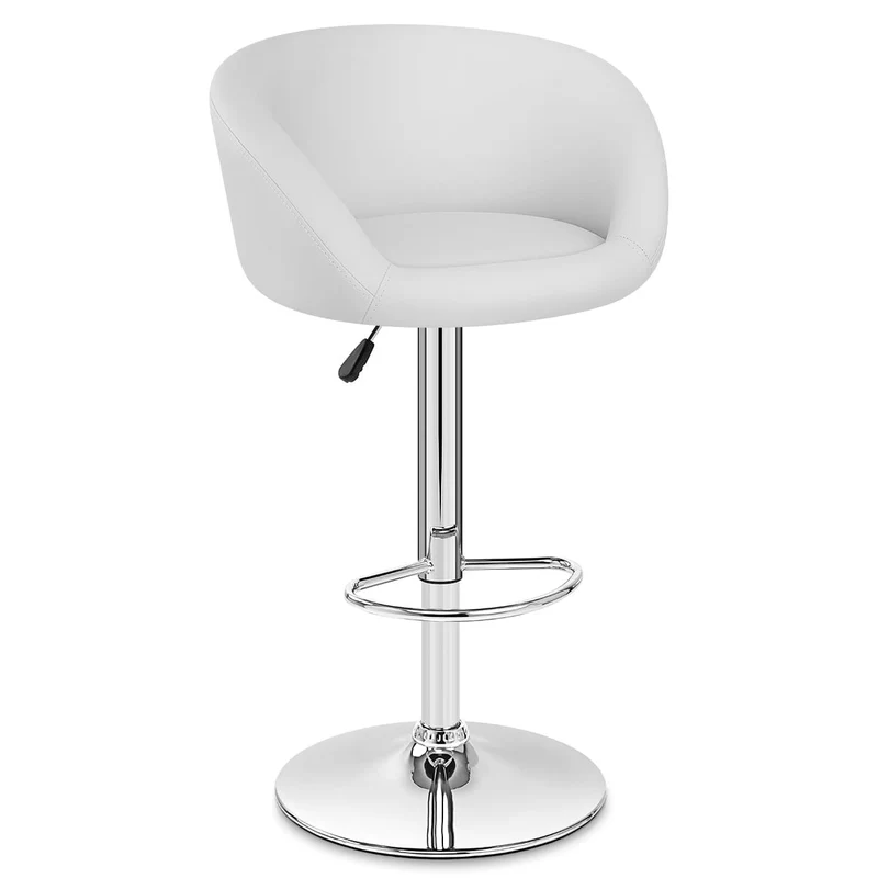 Chaise de Bar Faux Cuir Chrome - Eclipse Blanc