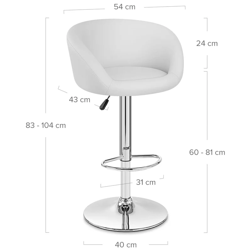 Chaise de Bar Faux Cuir Chrome - Eclipse Blanc