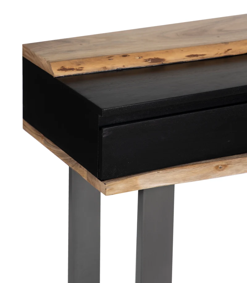 Console 3 tiroirs en bois massif acacia - Black