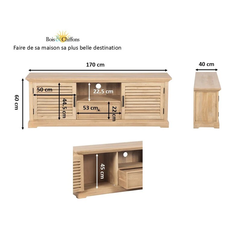 Meuble TV bois massif en manguier – Paran