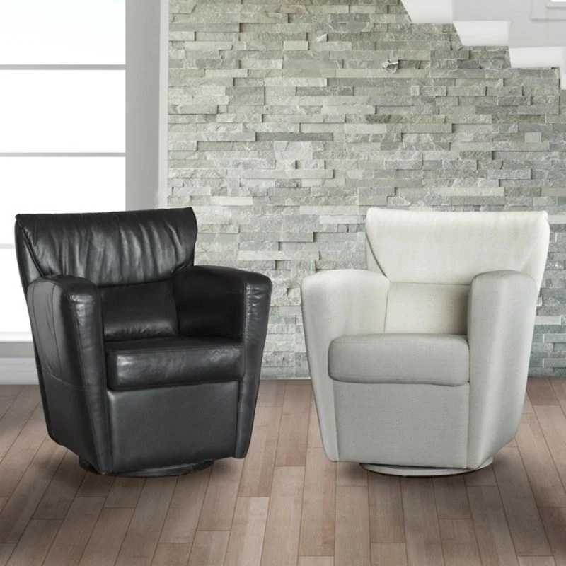 Fauteuil d'appoint berçant et pivotant en cuir - Cup