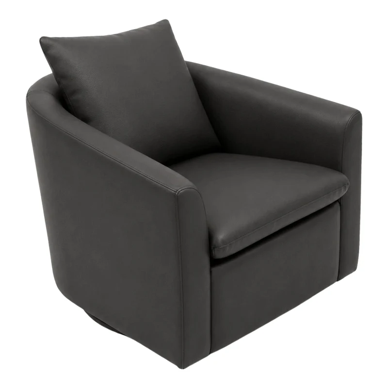 Fauteuil pivotant en tissu et aspect cuir - Evan