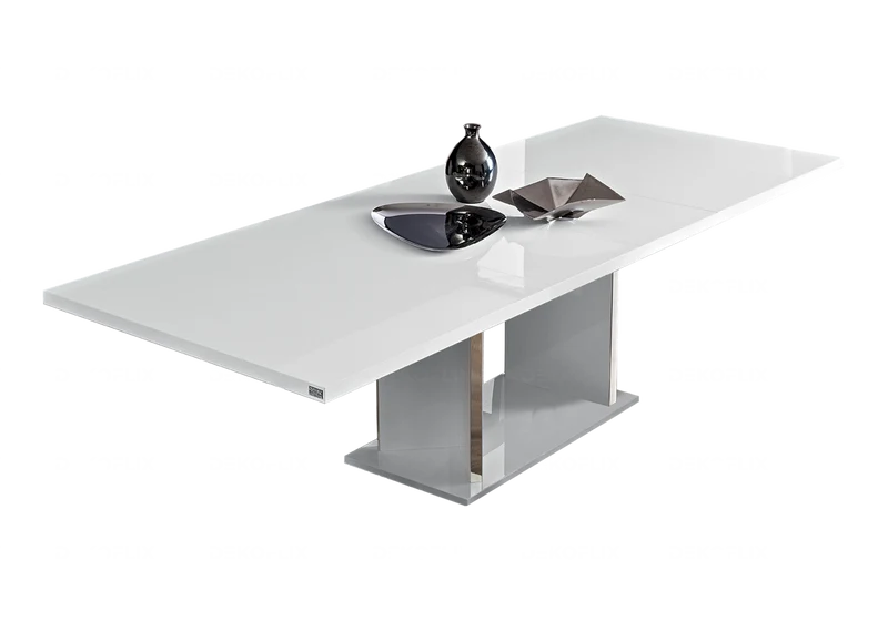 Table à manger extensible ou fixe blanc laqué - Lisa