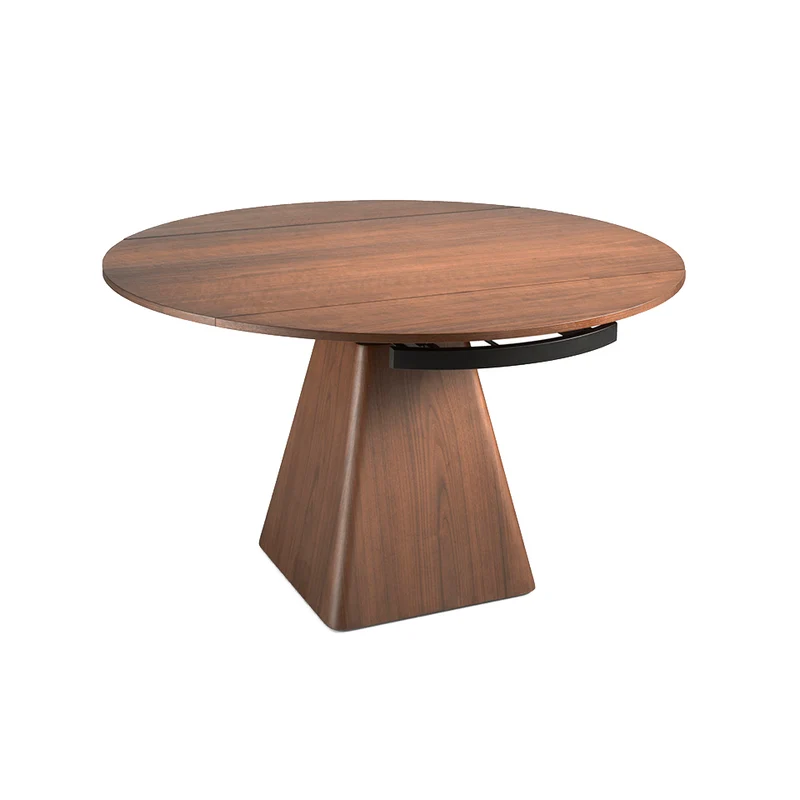 Table à manger extensible bois noyer base pyramidale 160-220cm