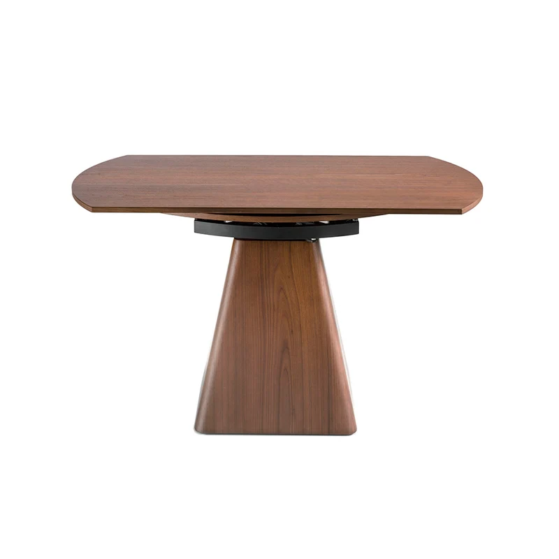 Table à manger extensible bois noyer base pyramidale 160-220cm