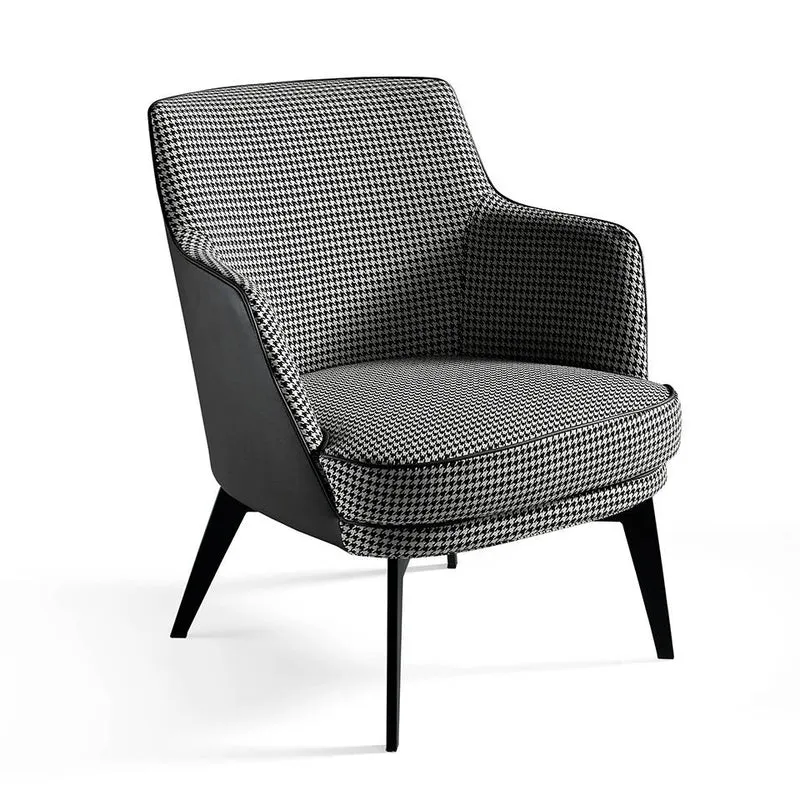 Fauteuil rembourré en tissu pied-de-poule