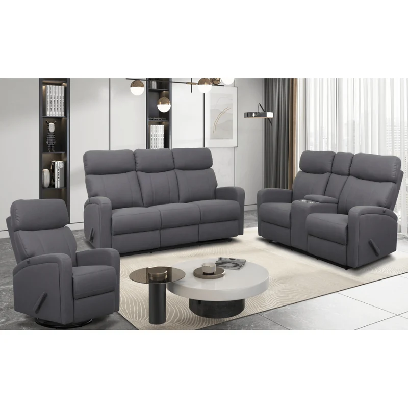 Causeuse inclinable en tissu gris avec console - Bordeaux