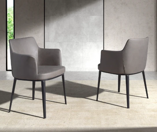 Chaise de salle à manger rembourrée en tissu vison