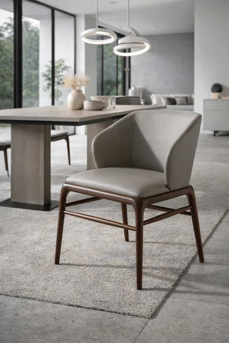 Chaise design en similicuir avec pieds en bois noyer – Angel Cerdá 4065