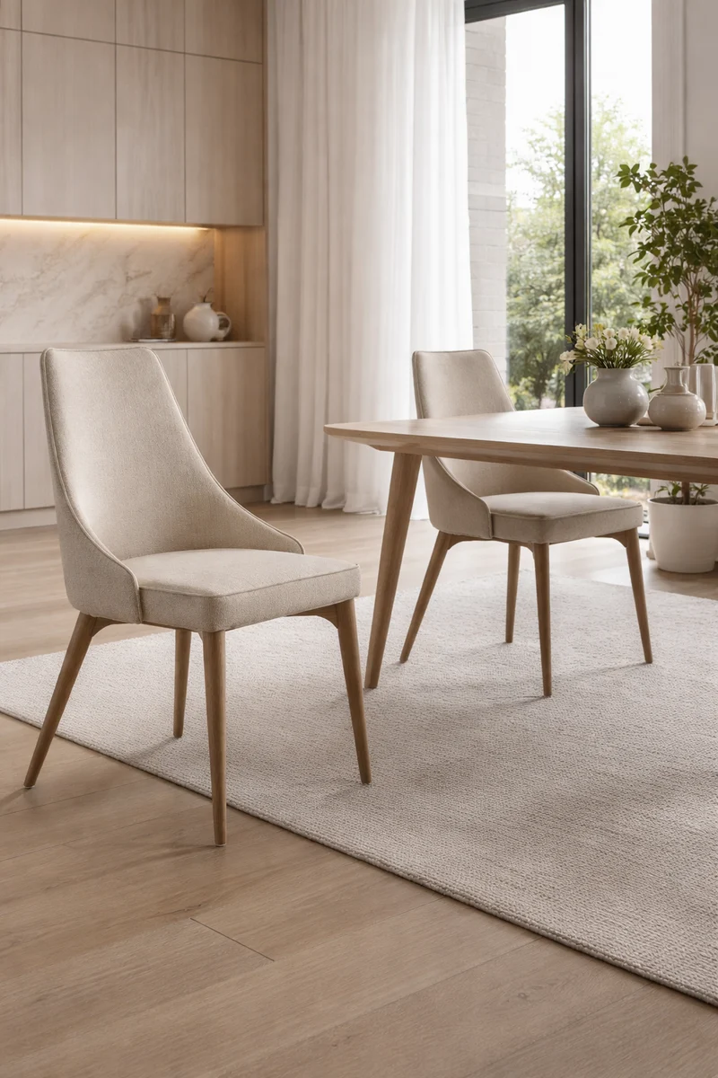 Chaise de salle à manger en tissu avec pieds en bois noyer – Angel Cerdá 4032