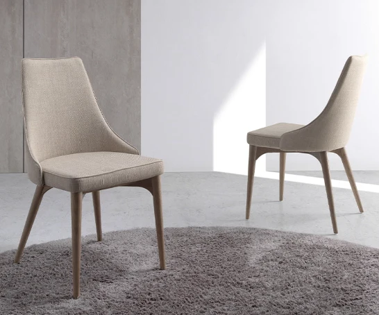 Chaise de salle à manger en tissu avec pieds en bois noyer – Angel Cerdá 4032