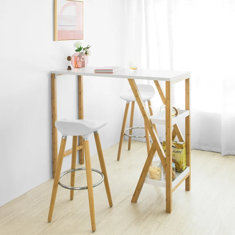 SoBuy FWT56-W Table de Bar Table Haute de Bar Mange-Debout Cuisine
