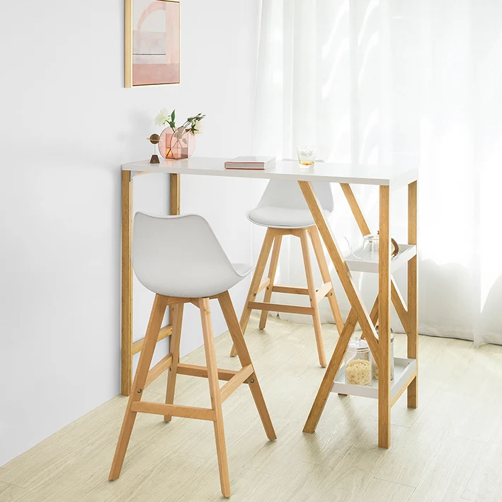 SoBuy FWT56-W Table de Bar Table Haute de Bar Mange-Debout Cuisine